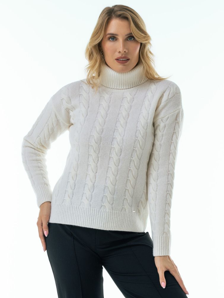 kremowy golf damski z extra fine merino