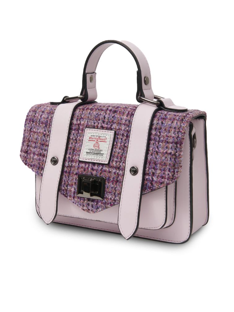 lawendowa torebka damska z wełny harris tweed