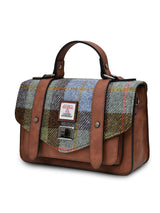 brązowa torebka damska z harris tweed i skóry ekologicznej