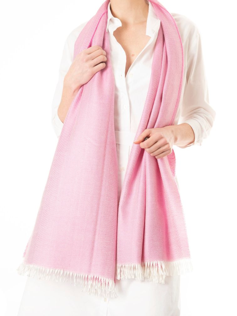 baby pink szal jedwabny z kaszmirem