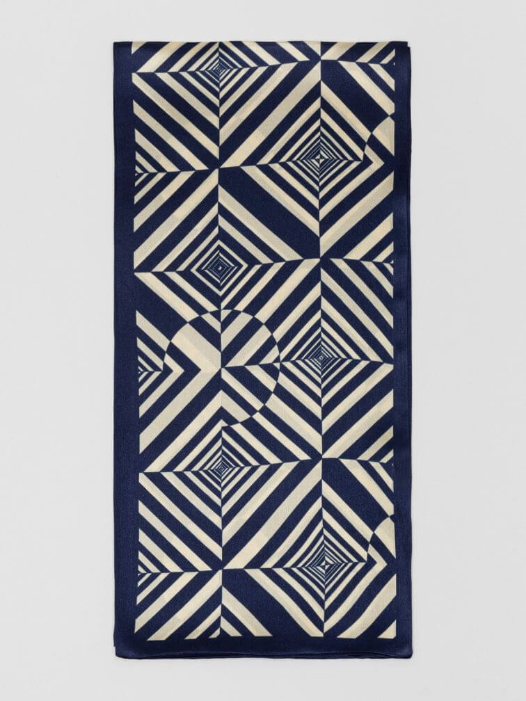 Granatowy jedwabny szal - Art Deco