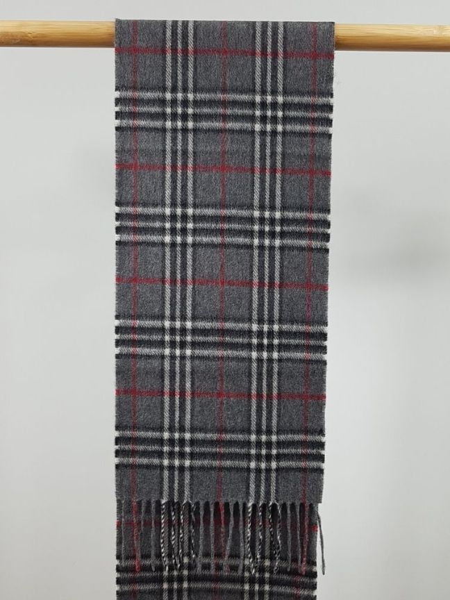 Szalik kaszmirowy z tartanem Dark Grey Thomson