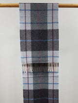 Krótki szalik z wełny jagnięcej Light Blue Charcoal Check