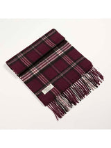Krótki szalik z wełny jagnięcej Maroon Black Check