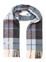 Krótki szalik z wełny jagnięcej Light Blue Charcoal Check