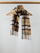 wełniany szalik camel of meric tartan