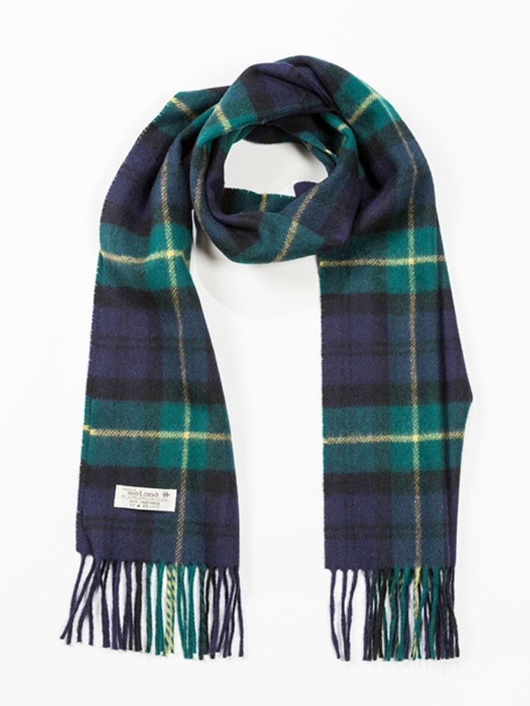 Szalik z wełny jagnięcej z tartanem Navy Green