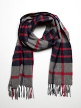 Krótki szalik z wełny jagnięcej Grey Navy Red