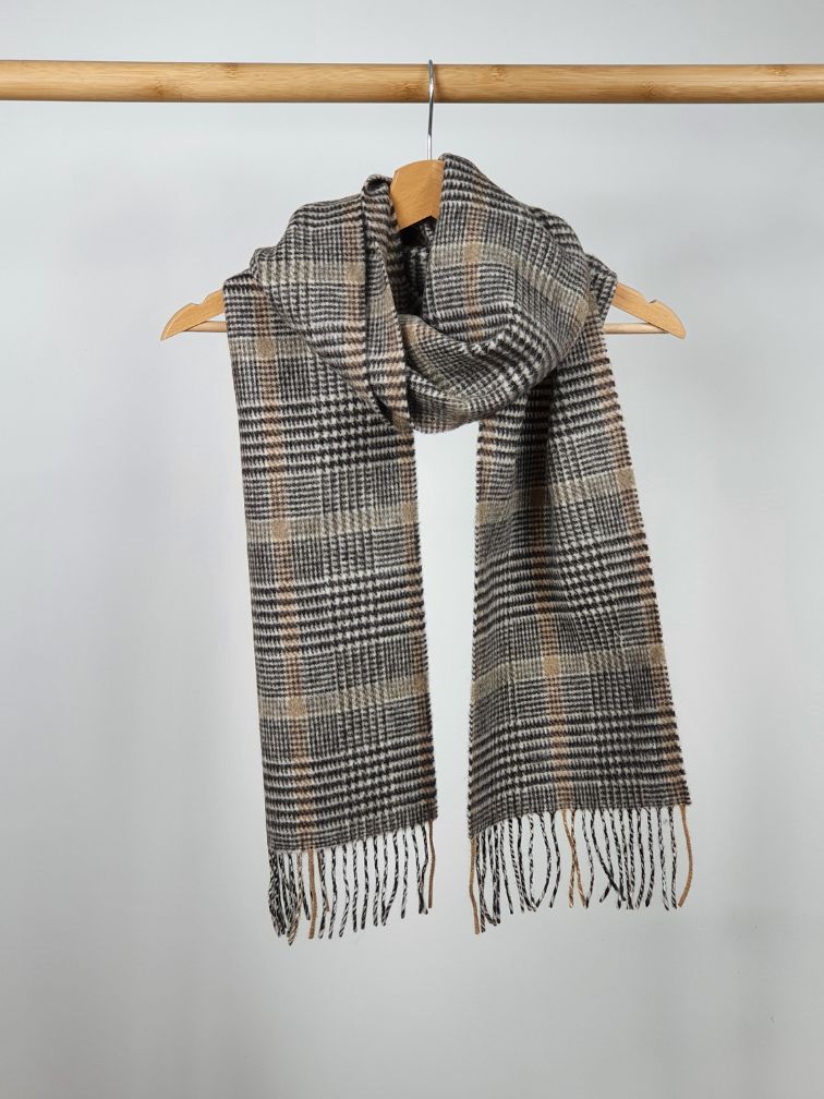 wełniany szalik krata glencheck