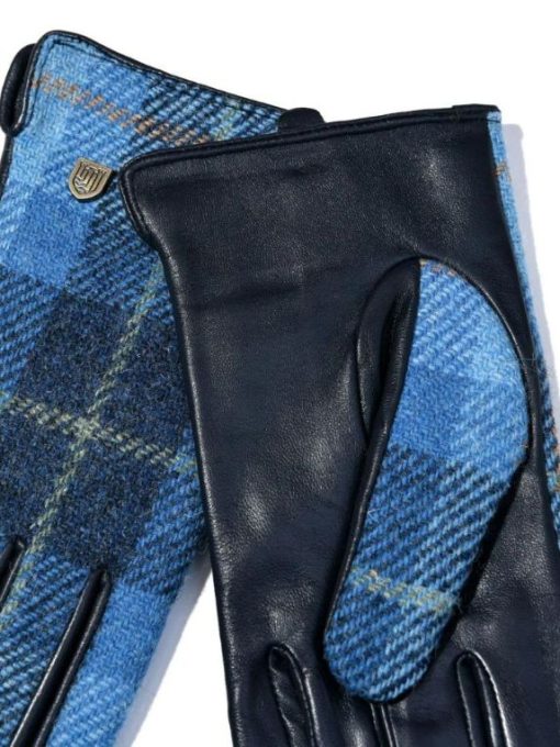 rękawiczki damskie w niebieską szkocką kratę