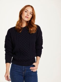 zimowy sweter merino unisex granatowy